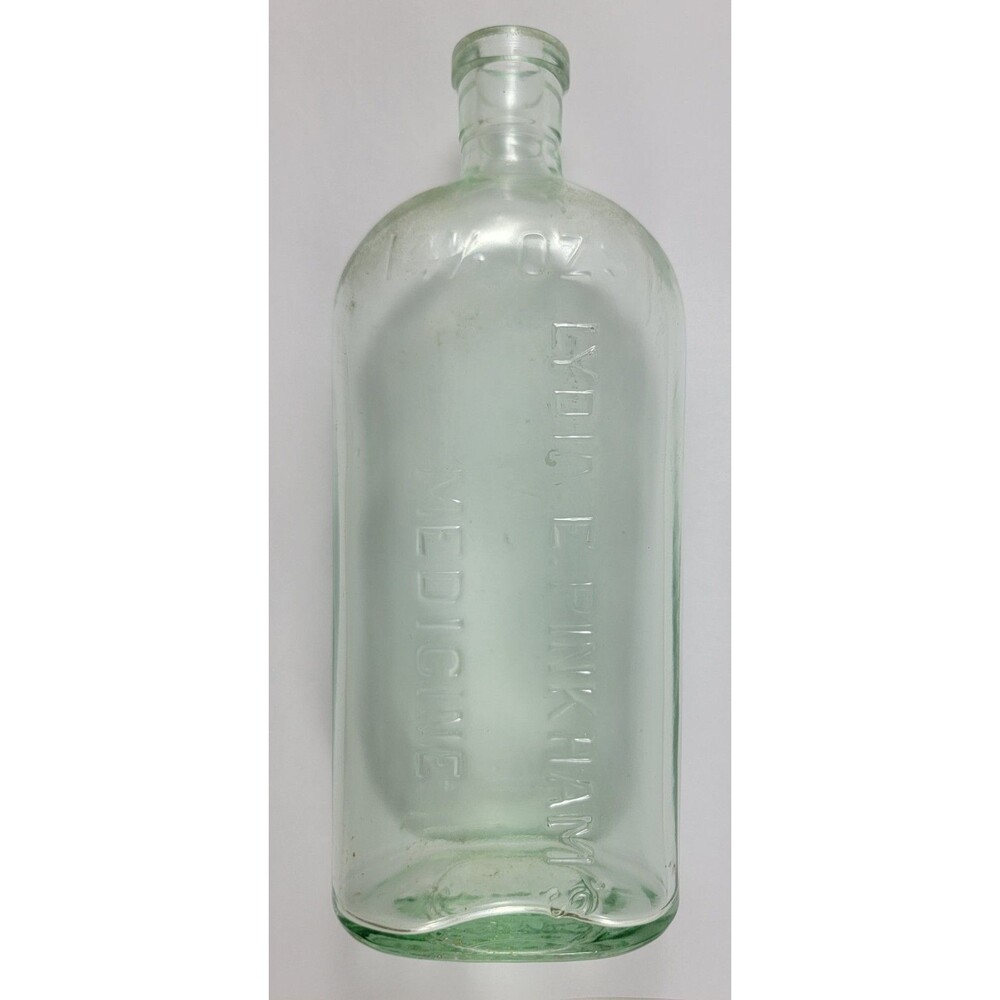 Antique 14.5 oz Lydia Pinkham Medicine Bottle Aqua Clear Glass
